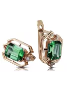 Emerald diamonds Vintage Earrings craft Original 14K Rose Gold vec020r