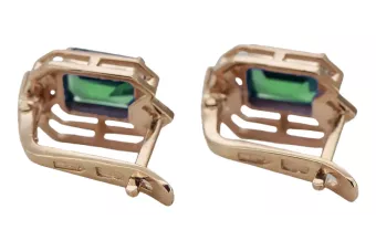 Kolczyki Vintage Biżuteria z różowego14k złota 585 ze szmaragdem i diamentem vec020r