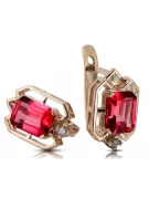 Ruby diamonds Vintage Earrings craft Original 14K Rose Gold vec020r