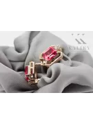 Ruby diamonds Vintage Earrings craft Original 14K Rose Gold vec020r