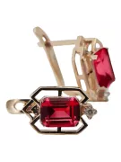 Ruby diamonds Vintage Earrings craft Original 14K Rose Gold vec020r