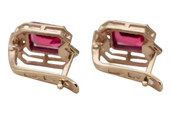 Рубінові діаманти Вінтажні сережки ручної роботи Оригінальне 14-каратне рожеве золото vec020r