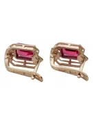 Ruby diamonds Vintage Earrings craft Original 14K Rose Gold vec020r