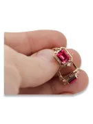 Ruby diamonds Vintage Earrings craft Original 14K Rose Gold vec020r