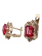 Ruby diamonds Vintage Earrings craft Original 14K Rose Gold vec020r
