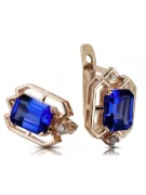 Sapphire diamonds Vintage Earrings craft Original 14K Rose Gold vec020r