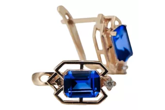 Sapphire diamonds Vintage Earrings craft Original 14K Rose Gold vec020r