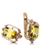 Yellow peridot diamonds Vintage Earrings craft Original 14K Rose Gold vec020r