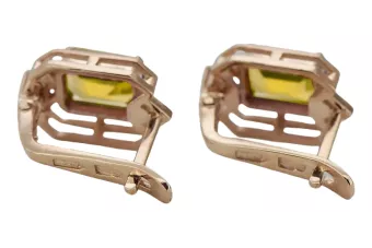 Винтидж обеци с жълти диаманти от перидот, оригинални, 14-каратово розово злато, vec020r