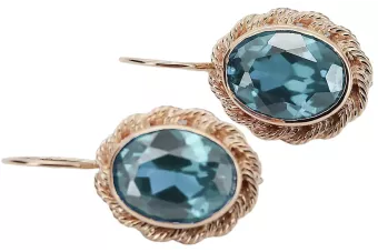 Aquamarine Original 14K Rose Gold Pendientes estilo vintage vec007r