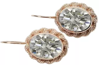 Циркон Оригинално ретро 14k розово злато Обеци Винтидж vec007r