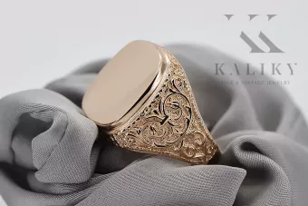 Розово-розовое мужское кольцо с печаткой из золота 14 карат 585 пробы vsn006 Винтаж Русский Советский стиль