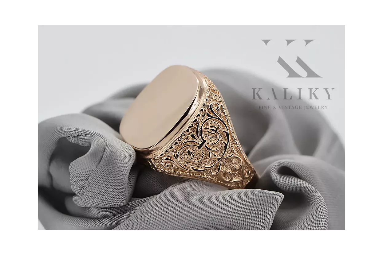 Russian rose Soviet gold jewelry man's ring signet