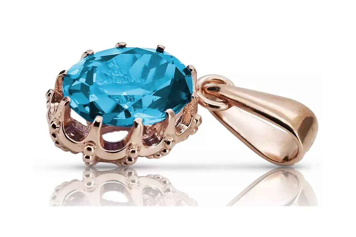 Оригинален винтаж 14K розово злато аквамарин винтаж vpc008r Оригинален винтаж 14K розово злато аквамарин винтаж vpc008r