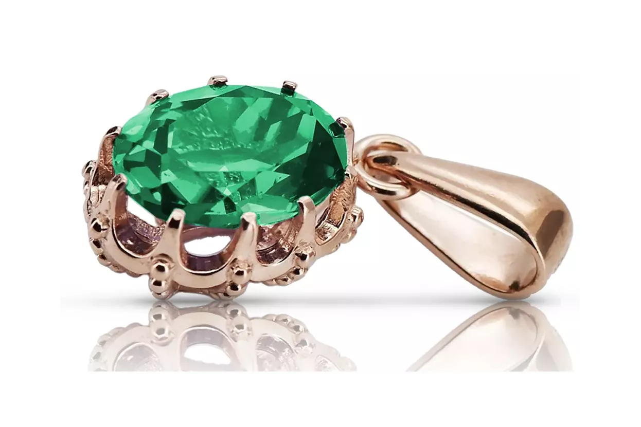 Original Vintage 14K Rose Gold Emerald Pendant Vintage craft vpc008r Original Vintage 14K Rose Gold Emerald Pendant Vintage craft vpc008r
