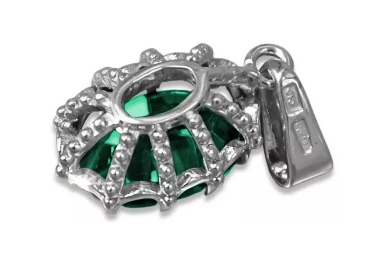 Pendant Emerald Sterling silver 925 Vintage Jewlery vpc008s
