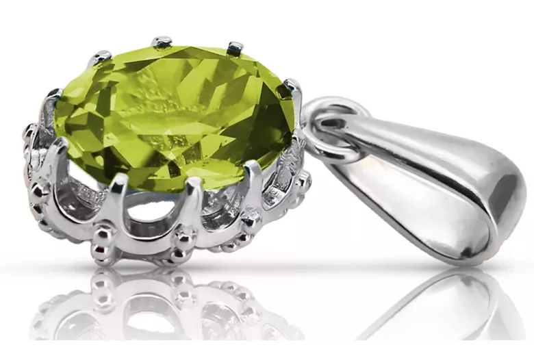 Plata de ley 925 Peridoto amarillo Colgante Vintage vpc008s