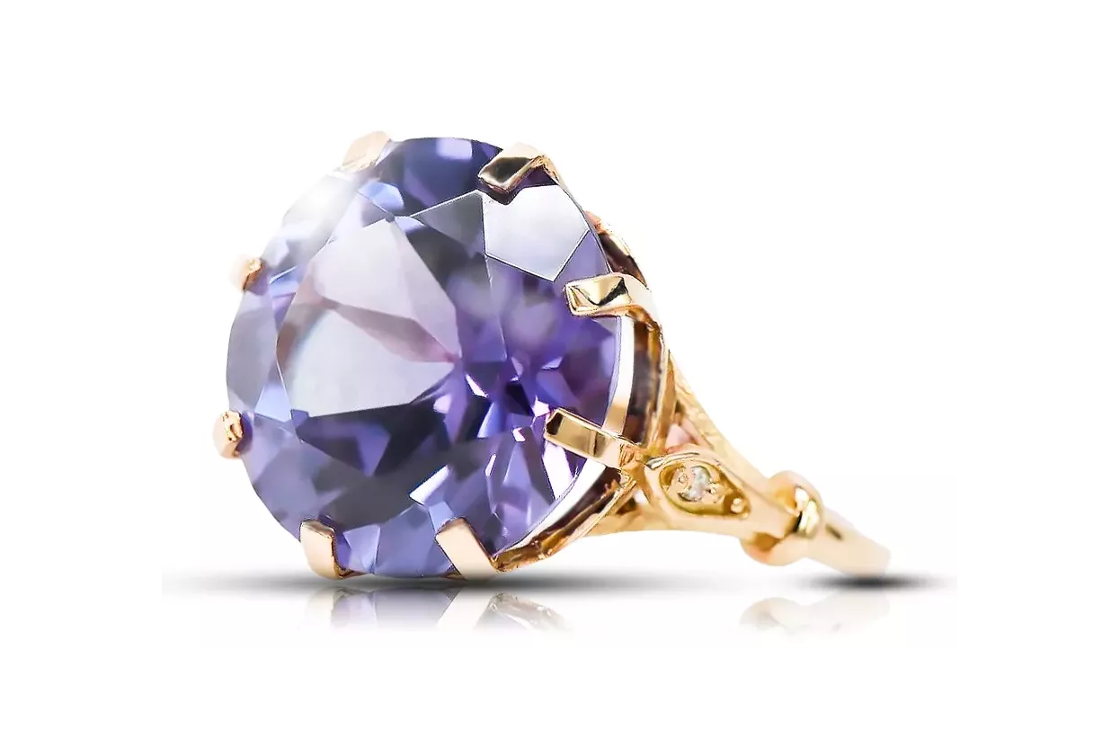 Russischer sowjetischer Roségoldring 14 Karat 585 Alexandrit Rubin Smaragd Saphir Zirkon vrc073