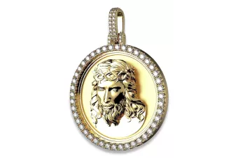 Zawieszka Jezus z żółtego 14k złota ikona wisiorek cgpj004y