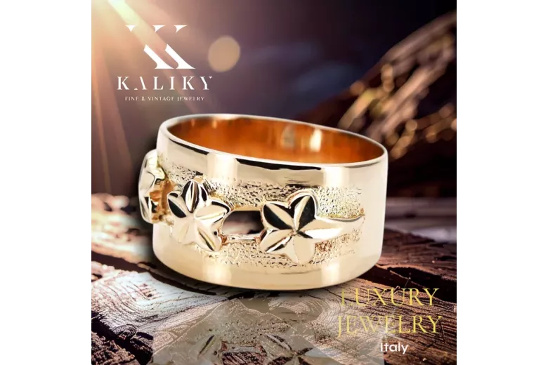 Radziecki 14k 585 złoty Rosyjski pierścionek z różowego złota vrn025