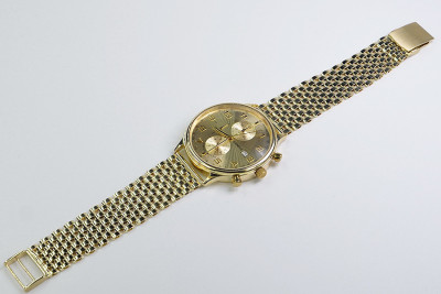 Жовтий 14k золотий чоловічий годинник Geneve mw005y&mbw008y