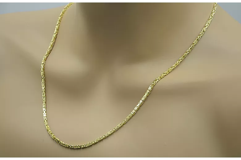 Italienische Bizantina-Kette aus massivem 14-karätigem Gold für Herren und Damen, cc014y