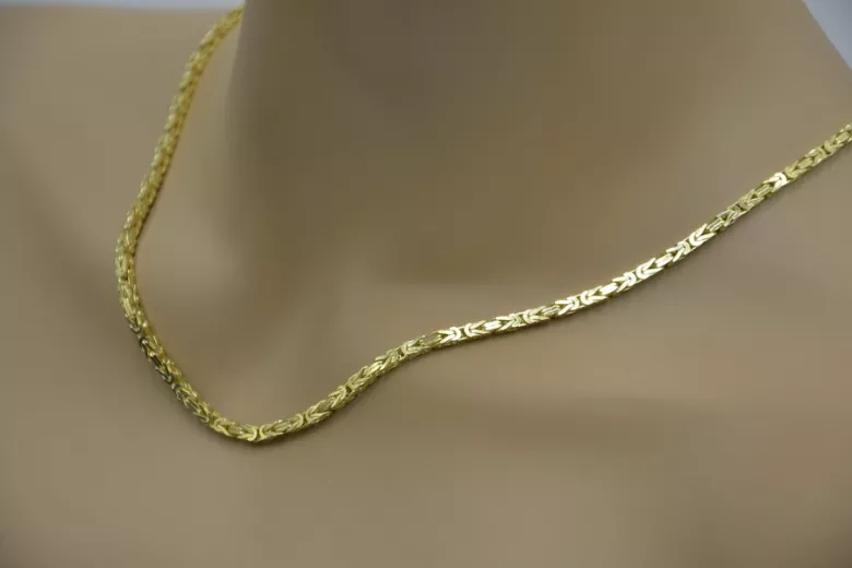 Italienische Bizantina-Kette aus massivem 14-karätigem Gold für Herren und Damen, cc014y