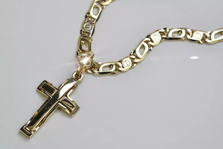 Gold cross with a chain ★ zlotychlopak.pl ★ Gold stamp 585 333 Low price!