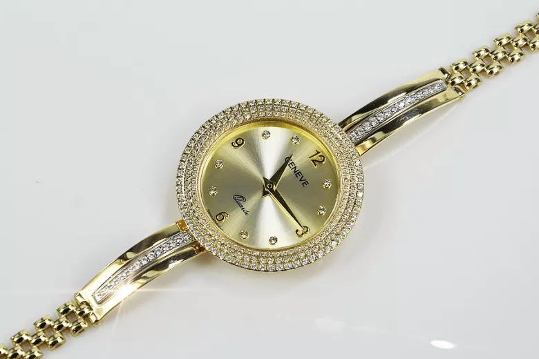 Italienische gelb  Damenuhr Geneve Lady Geschenk lw113y