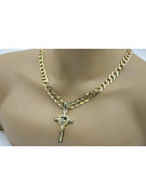 Italian yellow 14k gold Catholic cross & gourmette chain