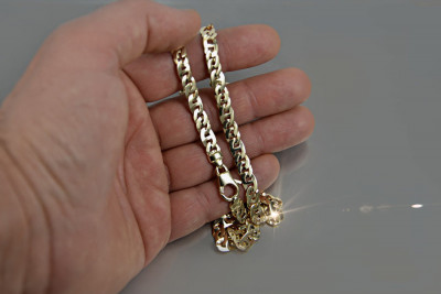 Italienische gelbe 14-Karat-585-Gold-Massivkette im Gucci-Stil cc048y