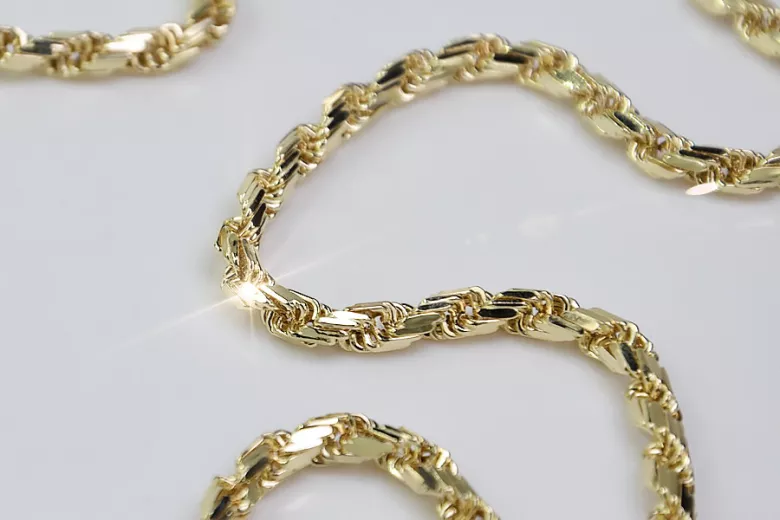 Galben italian 14k 585 aur Corda Rope lanț cc038y