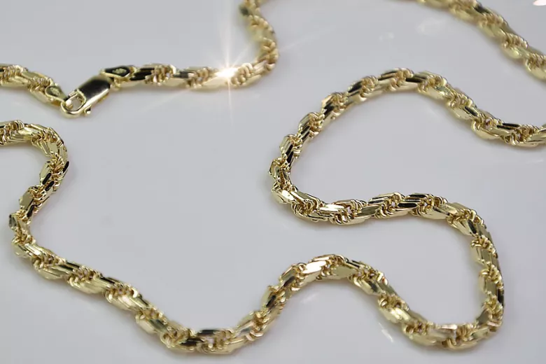 Italian yellow 14k 585 gold Corda Rope chain cc038y