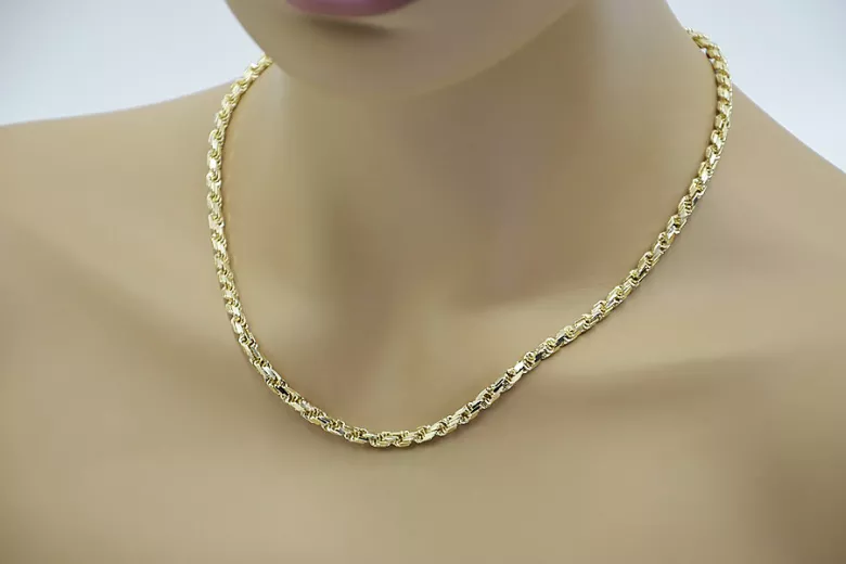 Galben italian 14k 585 aur Corda Rope lanț cc038y