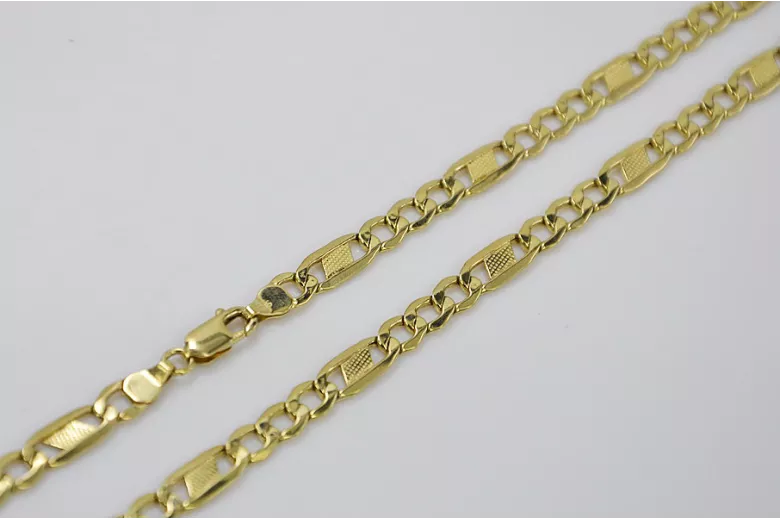 Italian yellow 14k gold hollow Figaro chain cc060y