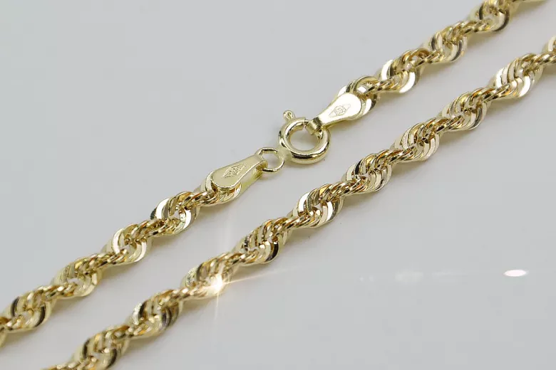 Italian yellow 14k gold New Rope diamond cut bracelet cb087