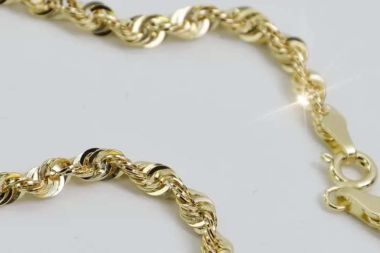 Italian galben 14k aur New Rope diamant tăiat brățară CB087