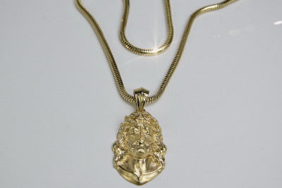 Medallón de oro de Dios con una cadena ★ zlotychlopak.pl ★ Oro 585 333 Precio bajo