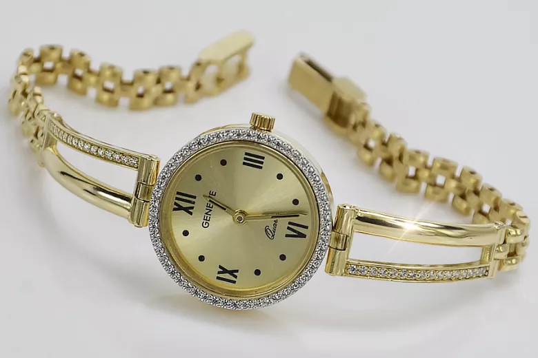 Italian yellow gold lady watch Geneve lw075y