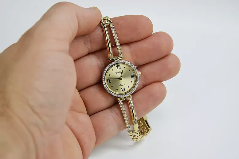 Italian yellow gold lady watch Geneve lw075y