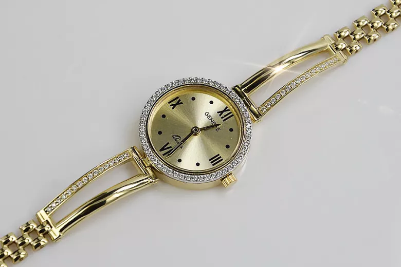 Италиански жълто злато дама часовник Geneve lw075y