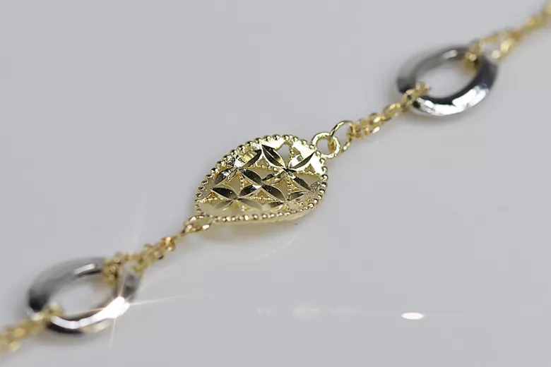 Yellow white Italian 14k gold fancy bracelet cb146yw