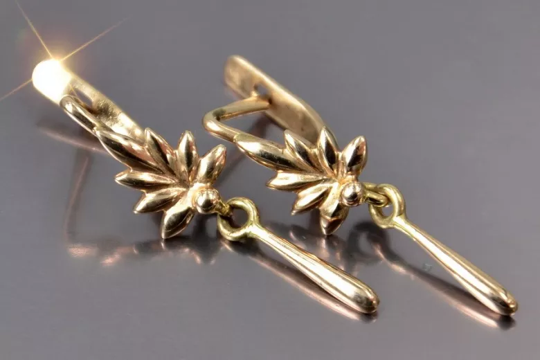 Russian rose Soviet gold earrings vens289