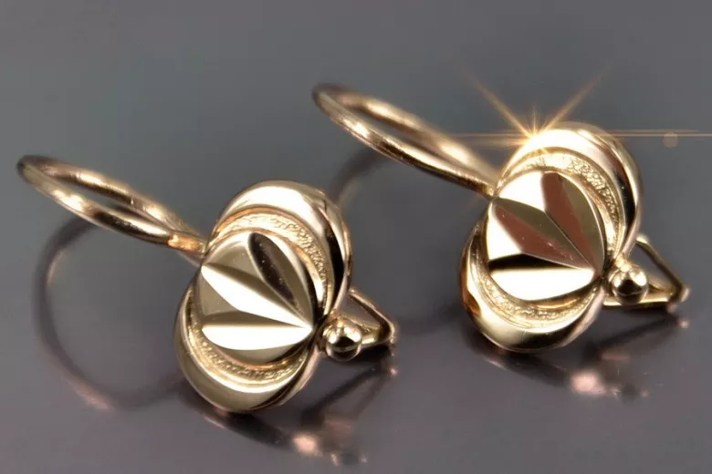 Russian rose Soviet gold earrings vens306