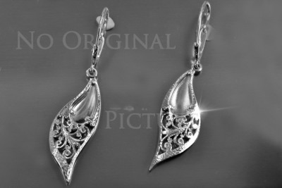 Russian rose Soviet gold earrings vens308