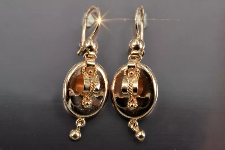 Russian rose Soviet gold earrings vens312