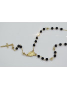 Italian 14k 585 gold rosary chain with onyx stones rcc005y