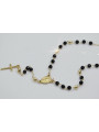 Italian 14k 585 gold rosary chain with onyx stones rcc005y