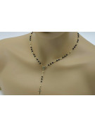 Italian 14k 585 gold rosary chain with onyx stones rcc005y