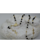 Italian 14k 585 gold rosary chain with onyx stones rcc005y